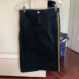 Black denim skirt